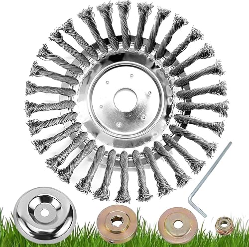 Spazzola per Decespugliatore 200 x 25,4mm, Testina Decespugliatore Giardino in Acciaio, Filo Solido Annodato Erba Spazzola per Erbacce, Può Rimuovere Efficacemente Erbacce, Muschio (B) - Honorern