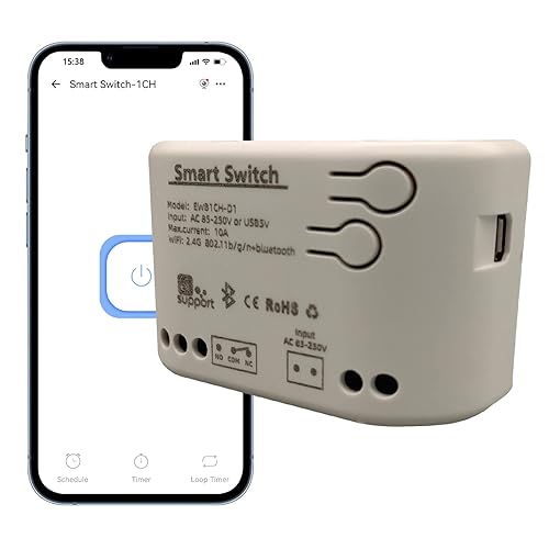 Interruttore a 4 canale Smart Wifi Interruttore momentaneo/a scatto, Casa intelligente fai-da-te, Supporto eWeLink APP Controllo Bluetooth AC/DC7-32V, Compatibile con Alexa Google Home - Honorern