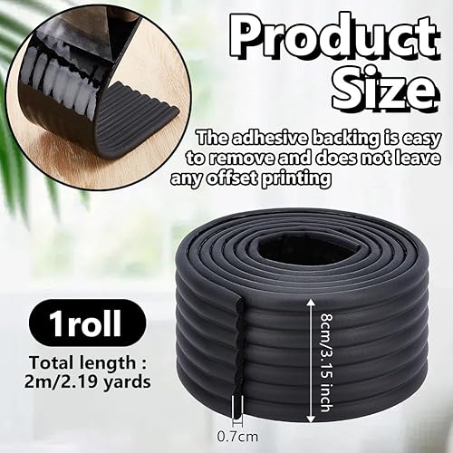 2m Nero Letto A Castello Cuscinetti Scala 80mm Largo Striscia Anticollisione Imbottitura Autoadesiva Battistrada Trazione Protezioni Angolari con Adesivo per Gradini di Scale Angolo Mobili - Honorern