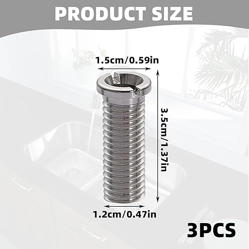 3 pezzi in acciaio inox lavello vite M12 x 35 mm affidabile guarnizione lavello parti di ricambio per lavelli da cucina, valvola di scarico in acciaio inox filtro di scarico viti accessori per scarico - Honorern