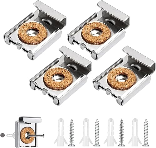 Supporto per Specchio,4 Pezzi Fissaggio per Specchio,Supporti per Specchio da Parete con Tasselli e Viti,Clip Specchio a Molla per Vetro,Specchi Pesanti - Honorern