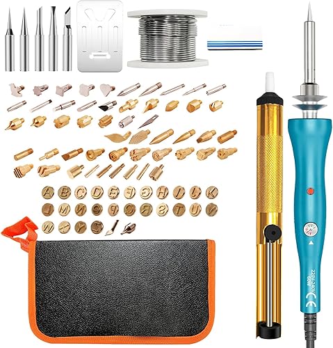Saldatore a Stagno kit 60W Saldatore di Precisione Professionale con Temperatura Regolabile 200~450 ℃, Interruttore ON/OFF, 58 Punte per Saldatore, 15g Filo di Saldatura per Piccole Riparazioni - Honorern