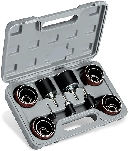 hiltex 10342 - Set di 26 manicotti abrasivi assortiti e 5 tamburi in gomma, 1/2, 3/4, 1, 1-1/2 e 2 pollici, lavorazione del legno - Honorern