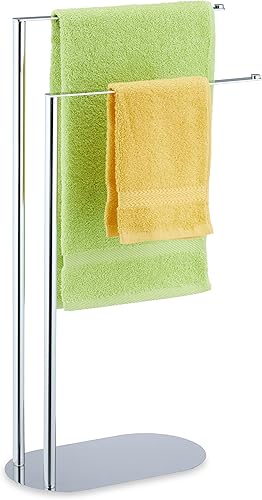 Relaxdays Piantana Portasciugamani, Autoportante con 2 Bracci in Acciaio, Appendi Asciugamani, 77 x 40 x 18 cm, Argento - Honorern