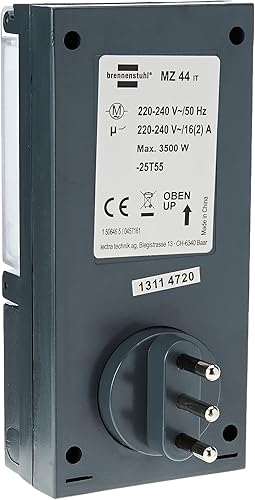 Brennenstuhl 1506465 Timer Meccanico Mz 44 IP 44, Grigio - Honorern