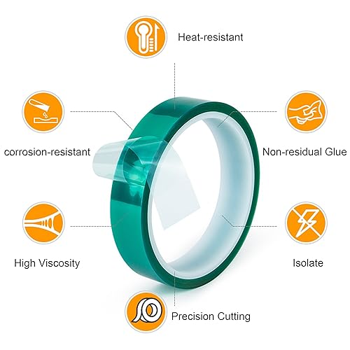 5 Rotoli di Nastro Adesivo Resistente al Calore per Elettricisti Trasferimento di Calore a Sublimazione Nastro Isolante Circuiti Elettronici Trasferimento di Calore (3/5/8/12/15mmX33M) - Honorern