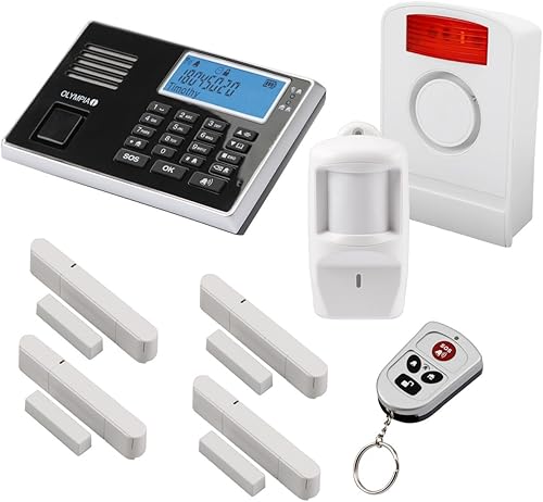 Olympia 9061 Impianto d'allarme GSM radio con sirena esterna, sensore di movimento, contatti per porta/finestra e telecomando - Honorern
