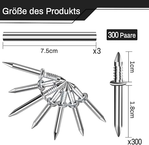 Chiodi a Doppia Testa, Chiodi di Cemento,Chiodi a Doppia Punta, Chiodo Senza Cuciture con Filo per Battiscopa a Doppia Testa,Viti di sicurezza invisibili con chiodi a doppia testa (300) - Honorern