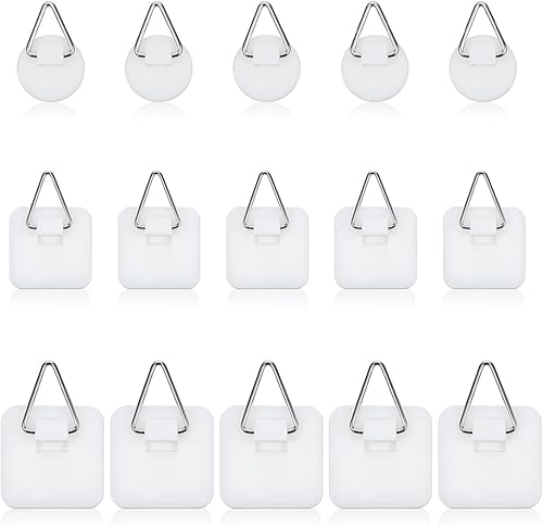 15 Pezzi Ganci Autoadesivi Invisibili, Autoadesivi per Piatti con Gancio in Metallo Ganci Adesivi Plastica Ganci Appendi Quadri per Appendere lastre di Plastica - Honorern