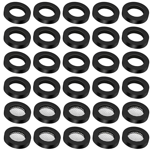 Set di 20 anelli di tenuta, 1/2 pollici, 10 anelli di tenuta, con 10 pezzi di rete filtrante, guarnizioni per rubinetto (20 pezzi di colore nero) - Honorern