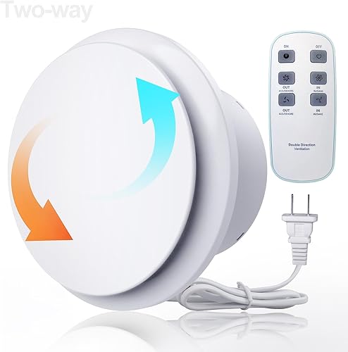 Aspiratore Bagno 100 mm - Ventola Aspirazione Bidirezionale con 2 Velocità e Telecomando - Honorern
