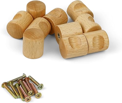 10 Pezzi Pomelli per Cassetti Legno, Set di Pomelli Legno, Pomelli Armadio Legno, Moderni, Facile da Pulire, per Cucine, Spogliatoi - Honorern