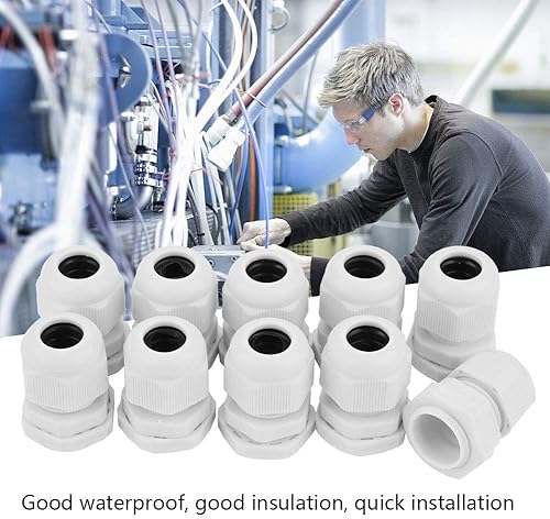 10pcs PG21 Pressacavo Connettore materiali ausiliari elettrici morsetti cavo pressacavo in nylon/plastica bianco IP68(PG21) - Honorern