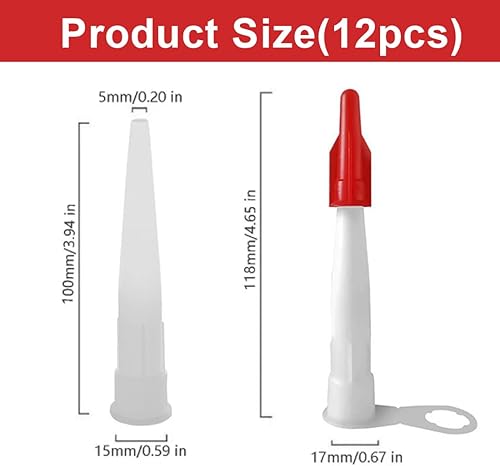 12 pezzi Beccucci per Cartuccia in Silicone, Ugelli In Silicone, Tappi Sigillanti, Punte di Ricambio in Silicone, Ugelli di Ricambio per Sigillante, Beccuccio, Sigillante (Transparente) - Honorern