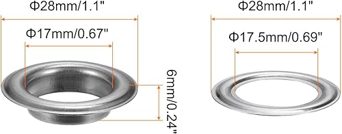 40 Set di Occhielli con Rondelle 17mm Kit Occhielli in Metallo Ramato per Teloni per Tende in Tessuto, Cintura in Pelle, Borsa per Scarpe, Fai da Te, Tono Argento - Honorern
