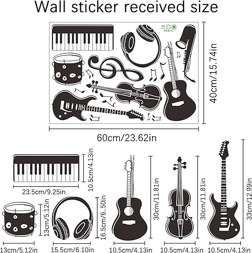 Adesivo Da Parete Musica Adesivi Murali Musica Adesivo Murale Chitarra Piano Adesivi Murali Strumento Musicale Adesivo Murale Nota Musicale Decorazione Murale Soggiorno Camera Bambini Ufficio - Honorern