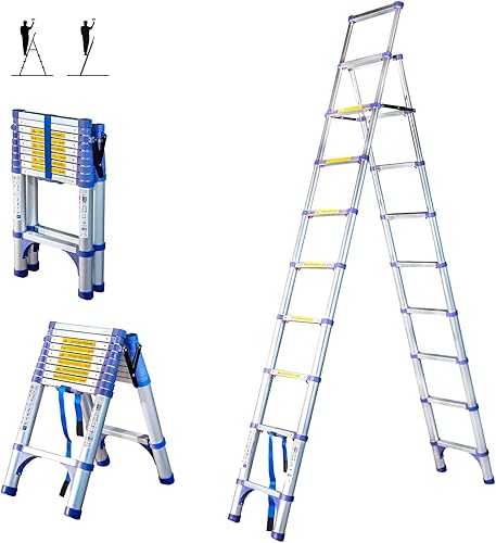 Scala telescopica a 10 gradini EXTENDACT10, Scala telescopica 2,9m+2,6m, scala pieghevole telescopica, Alt. max lavoro 4,4m, Garanzia 5 anni, Hostrom - Honorern