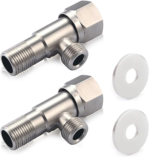 2 Pezzi Valvola Ad Angolo, Rubinetto Filtro Sottolavabo Attacco 1/2' Uscita 3/8' Rubinetto Lavastoviglie in Acciaio Inox 304 con i Kit di Installazione - Honorern