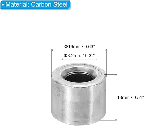 PATIKIL Spacer in Acciaio M8, 6 Pz Spaziatori Metallici Acciaio 8.2mm Id x 16mm Od x 13mm L Vite Distanziale in Acciaio Carbonio Distanziatore Rotondo per Bulloni da 5/16in o M8 - Honorern