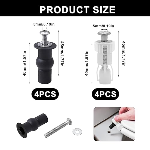 8 Pz Fissaggi WC Sedile, Fissaggio Sedile WC Alto, Viti Fissaggio Tavoletta WC Universale, Vite per Sedile WC Accessori Fissaggio Dado di Gomma per Cerniera WC Montaggio Superiore - Honorern