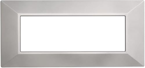 1 Placca squadrata Piramide, 4 moduli/posti, Compatibile Con BTicino Axolute, argento silver, Placche rettangolari, Plastica di alta qualità, 100% compatibile con supporti e moduli originali - Honorern