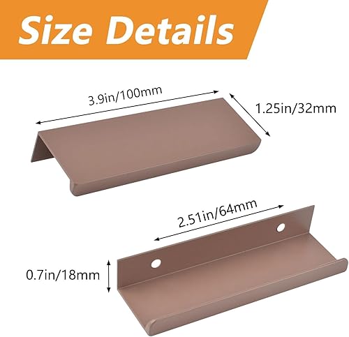 8 maniglie nascoste per cassetti, stile moderno, in lega di alluminio, ad angolo retto, invisibile, per armadietti, cassetti, 100 mm, marrone - Honorern