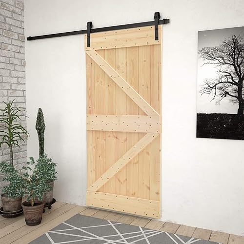 vidaXL Porta Scorrevole con Set Hardware 90x210 cm in Legno di Pino - Honorern