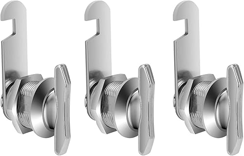 Serratura a camma offset da 5/8 pollici, senza chiave, serratura per cassetto, cassetta postale, 100% metallo sostituzione cilindro per vano camper porta portaoggetti camper (3 confezioni) - Honorern