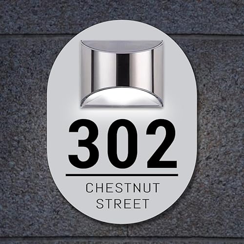 Targa moderna per porta a energia solare, con indirizzo, illuminata a LED, in acrilico, regalo di inaugurazione della casa (indirizzo solare A) - Honorern