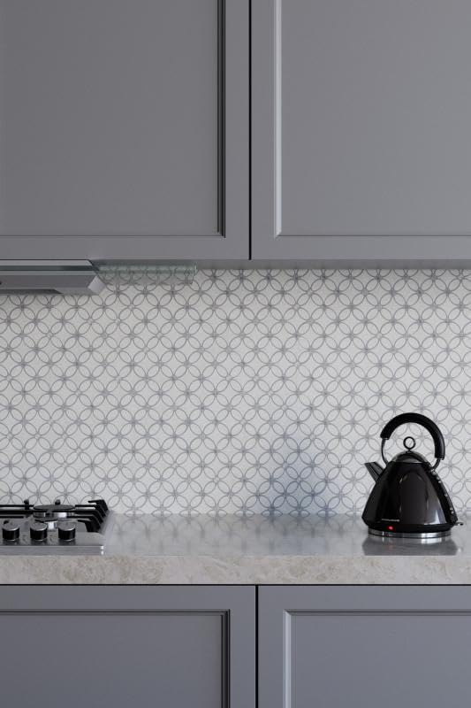 SuperDeal (10 piastrelle) mosaico marmo pietra naturale Flower Carrara – argento antico marmo mosaico marmorizzato per pavimenti parete bagno WC doccia cucina specchio piastrellato rivestimento vasca - Honorern