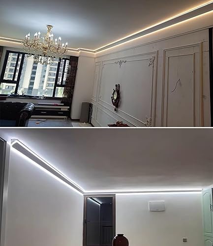 Profilo Angolare Led Diffusore a Canale In Alluminio a Led, Illuminazione Indiretta Cucina/corridoio Modanatura a Corona, Illuminazione a Battiscopa a Doppio Lato Striscia a Led, Decorazione per Inter - Honorern