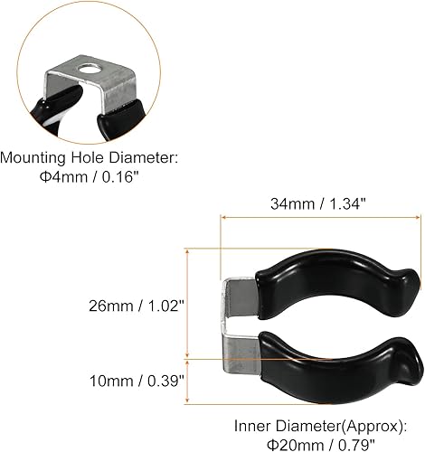 sourcing map T10 U clip di supporto per lampadina LED staffa di montaggio supporto in acciaio inox fluorescente tubo morsetto morsetto molla strumento clip, nero confezione da 8 - Honorern