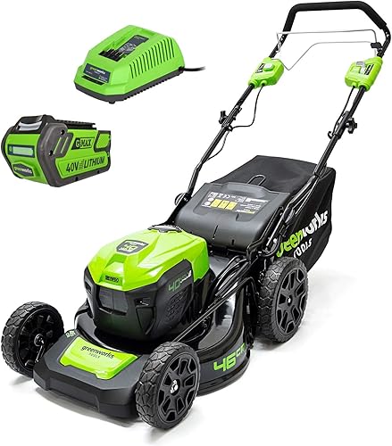 Greenworks GD40LM46SPK4 GD40LM46SPK4 - Tosaerba autopropulso (taglio 46 cm, doppio slot, include batteria da 40 V, 4 Ah e caricabatterie), nero/verde - Honorern