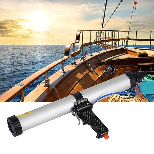 Pistola per silicone pneumatica Applicatore in lega di alluminio Strumenti industriali Pistola per silicone ad aria compressa Pistole per silicone a mano per contenitori di navi 600ml - Honorern