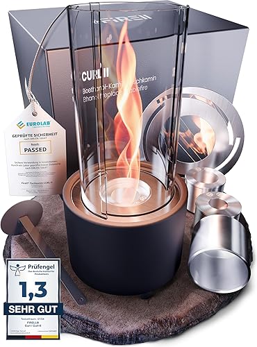 Camino da tavolo a bioetanolo con fiamma a spirale, per interni ed esterni, colonna di fuoco con durata di oltre 2 ore, sicuro da tavolo, testato secondo DIN EN 16647, focolare biologico - Honorern