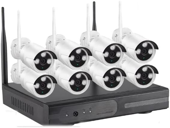 KIT VIDEOSORVEGLIANZA IP WIRELESS WIFI NVR 8 CH 8 TELECAMERE BULLET IR-CUT 2MP DA ESTERNO IP66 - Honorern