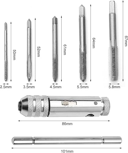 5 pezzi giramaschi set chiavi a cricchetto Regolabile chiave a cricchetto M3 M4 M5 M6 M8 maschi per filettatura filettatrice manuale - Honorern