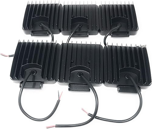 6 Fari 48W Quadrato Faretto Led Da Lavoro 16 Led Da 3W Di Profondità Auto Barca, 6 pezzi - Honorern