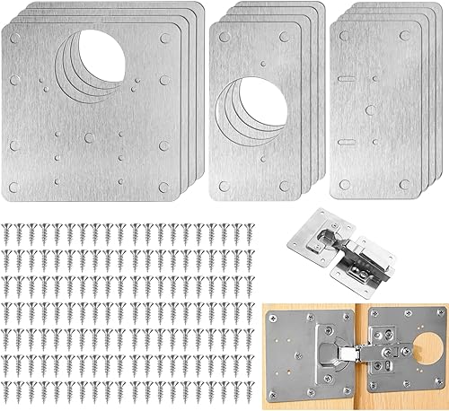 12 Pezzi Piastra Riparazione Cerniera Ante con 192 Viti, Kit Riparazione Cerniere Ante, Piastra di Riparazione per Cerniere, Cerniere Armadietti per Ante Cucina, Cassetti, Mobili (90×90mm, 47×90mm) - Honorern