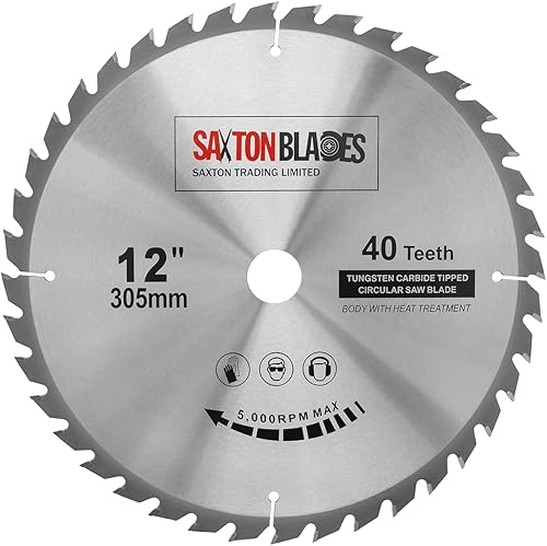 Saxton TCT30540T Lama per sega circolare TCT per legno, da 305 mm x 30 mm di foro x 40 denti, per prodotti Bosch, Makita, Dewalt - Honorern