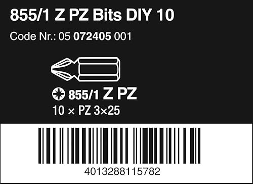 Wera 05072405001 Assortimento di Bit, PZ3, silver - Honorern