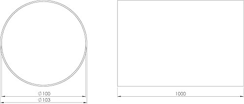 Tubo di ventilazione 1 m, Ø 100 mm, canale rotondo, plastica (PVC) - Honorern