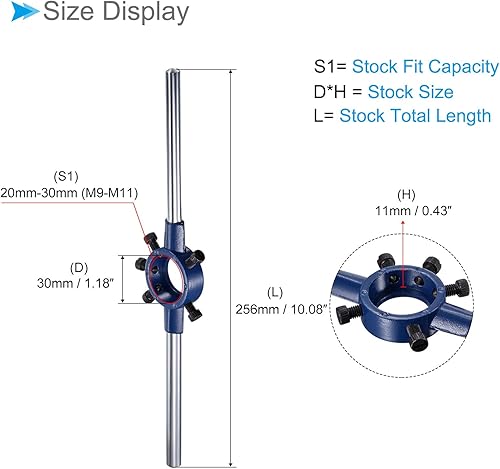 Set Manico Maschio Filiere, Filiere Unef 3/8-32 Adatte OD 20mm 30mm / Filiere M9-M11, Kit Attrezzi Filettatura Acciaio Alta Velocità-(Applicazioni: Riparazione Filettature) - Honorern