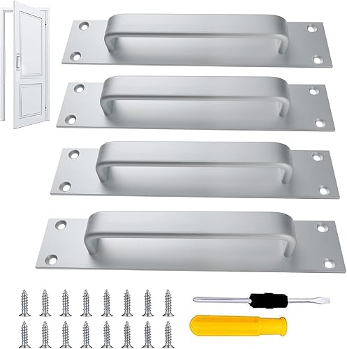 4 pz maniglia porta scorrevole in lega di alluminio porta di fienile maniglia per mobili da cucina armadio ufficio, con 16 viti e 1 cacciavite (argento) - Honorern
