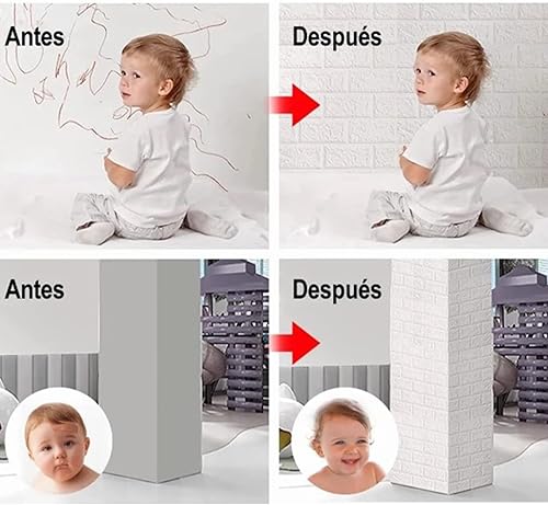 Carta da Parati Autoadesiva Tagliabile Impermeabile 3D, Pannello a Muro in Finti Mattoni con Dettagli Realistici, Schiuma Impermeabile, per Soggiorno Camera da Letto Bianco 10 - Honorern