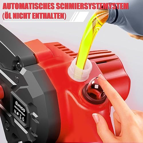 Motosega a batteria, Mini motosega da 6000 mAh, Motosega elettrica da 6'' con 2 batterie, Motosega a 3 catene + 1 barra guida, MINI motosega elettrica a batteria, Motosega - Honorern