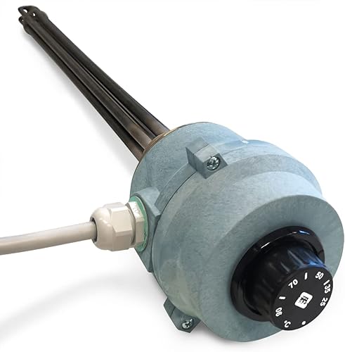 Resistenza elettrica corazzata 6 kW trifase con termostato regolabile fino a 90°C, 400 V, Incoloy 800 - Honorern