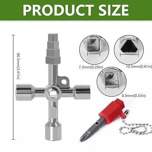 2 Pezzi Chiave Quadrata Contatore Multifunzionale 4-Modi Chiave di Utility Universale per Quadro Elettrico 4 Vie Universale Triangolare per Acqua Cassetta Gas Armadio - Honorern