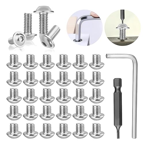 30 Pezzi Viti M6x12mm Viti a Brugola Bulloni Acciaio Inox Viti a Testa Bombata m6 con Esagono Incassat Viti Testa Bombata Filettatura Completa con Chiave a Brugola e Punta per Mobili Industriali - Honorern