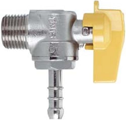 1PEZZO RUBINETTO GAS MASCHIO 1/2' PER GPL a squadro con portagomma ? mm.10 - Honorern